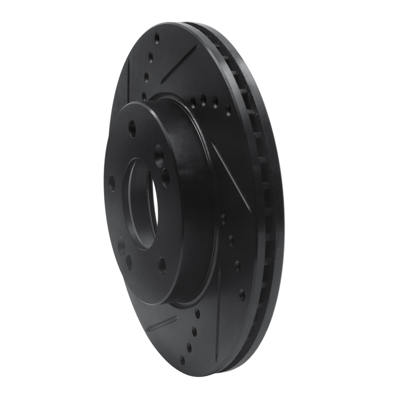 Kia Soul Brake Rotor (1) - Front Left - R1 Concepts - Drilled & Slotted - Black - `10-`11